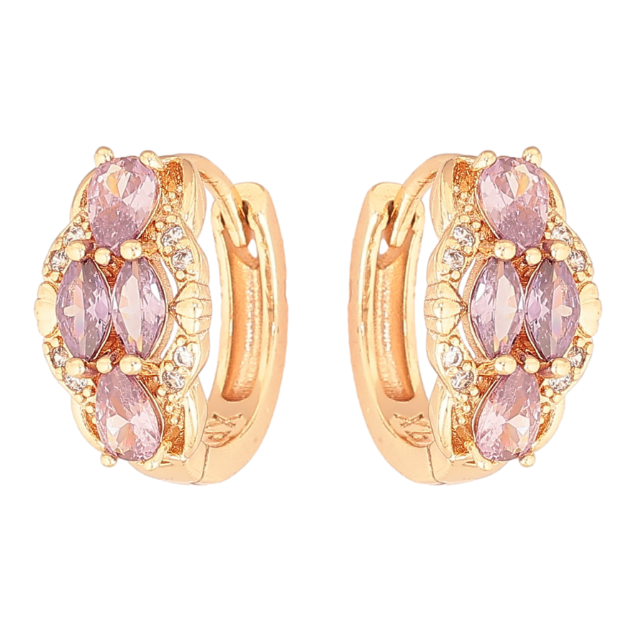 Сережки Xuping M&L Колір 18K колечка «Візерунок з бузковими кристалами» фото №1 Сережки Xuping M&L Колір 18K колечка «Візерунок з бузковими кристалами» фото №1