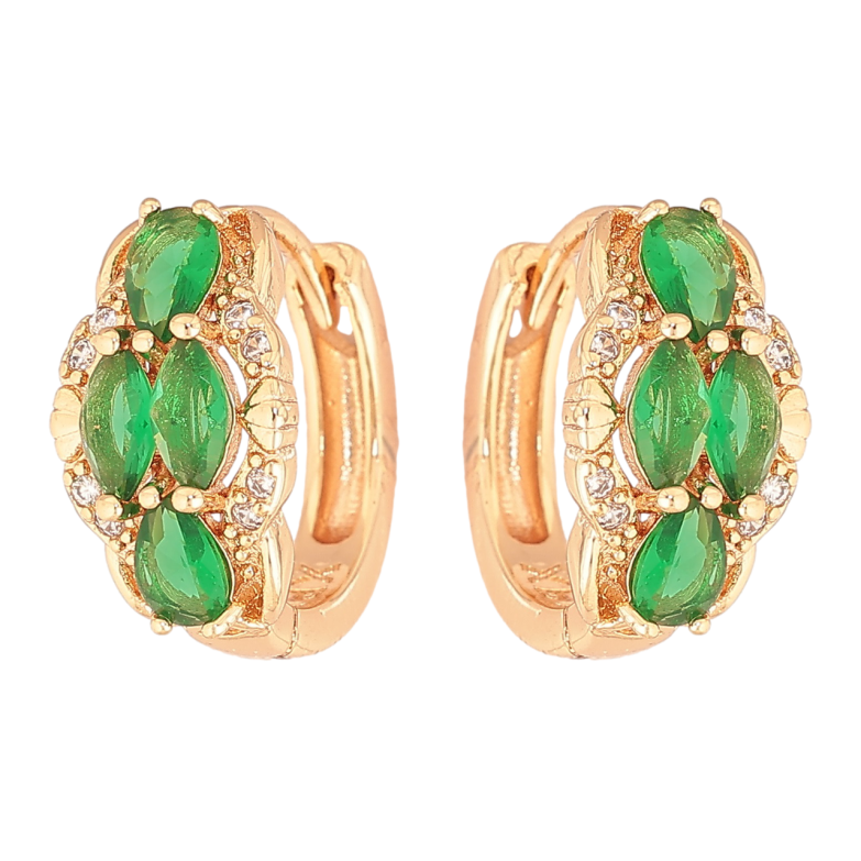 Сережки Xuping M&L Колір 18K колечка «Візерунок з зеленими кристалами» фото №1 Сережки Xuping M&L Колір 18K колечка «Візерунок з зеленими кристалами» фото №1