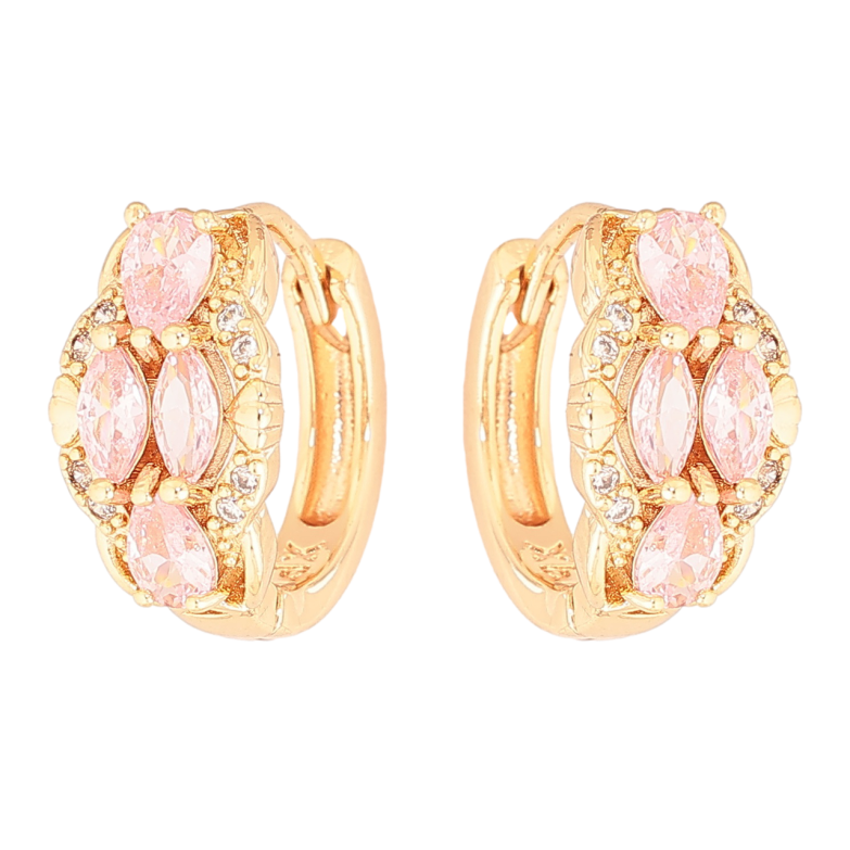 Серьги Xuping M&L Цвет 18K колечки Узор с розовыми кристаллами фото №1