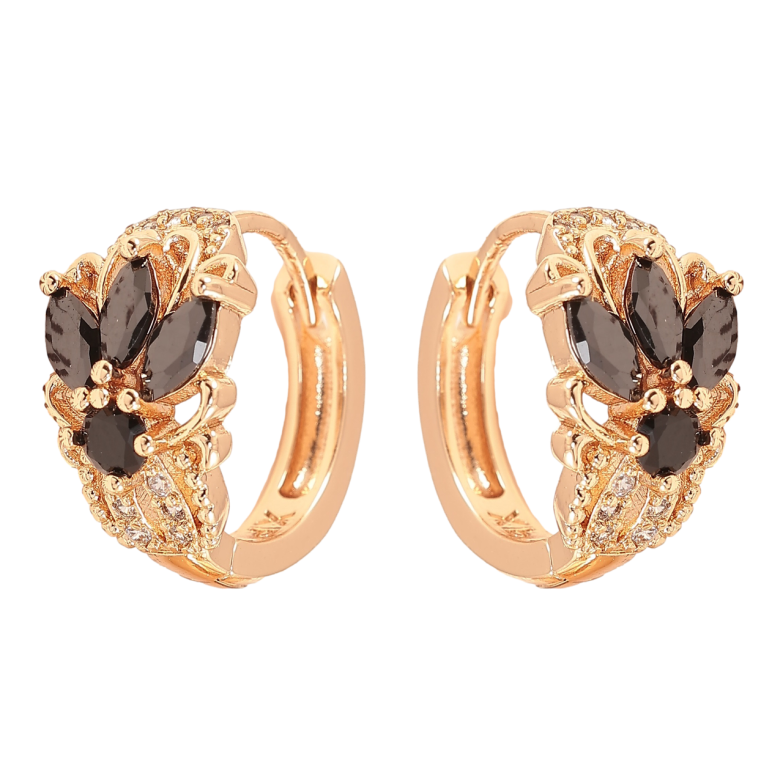 Сережки Xuping M&L Колір 18K колечка «Візерунок з чорними кристалами» фото №1