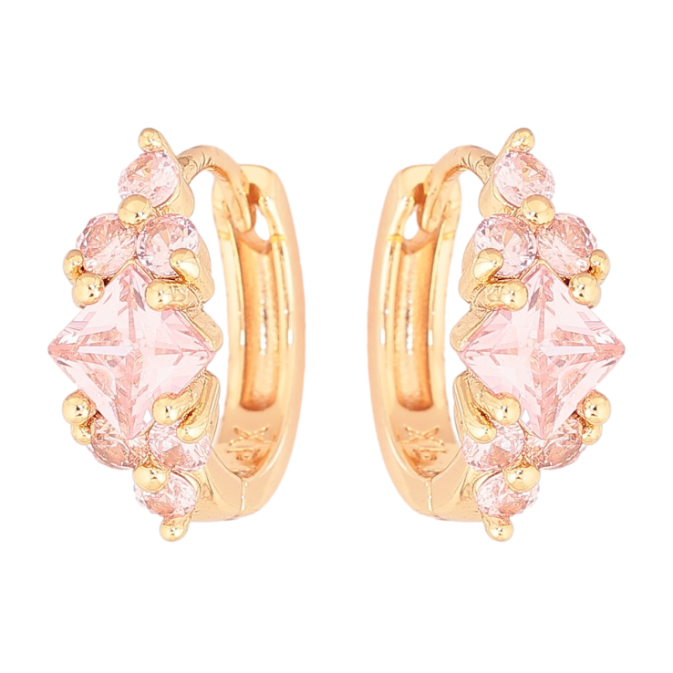 Серьги Xuping M&L Цвет 18K колечки Узор с розовыми кристаллами фото №3