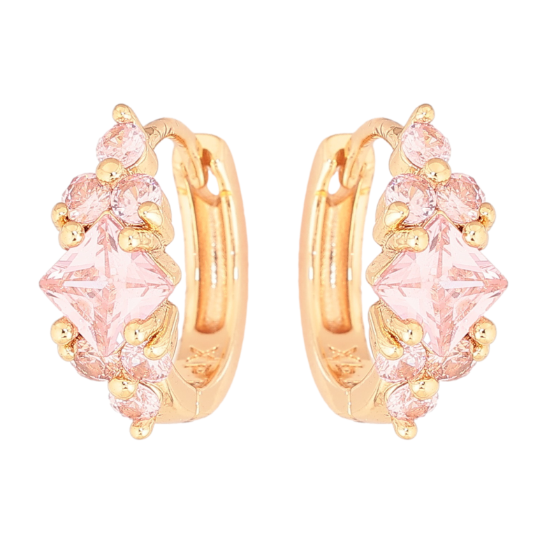 Сережки Xuping M&L Колір 18K колечка «Візерунок з рожевими кристалами» фото №1 Сережки Xuping M&L Колір 18K колечка «Візерунок з рожевими кристалами» фото №1