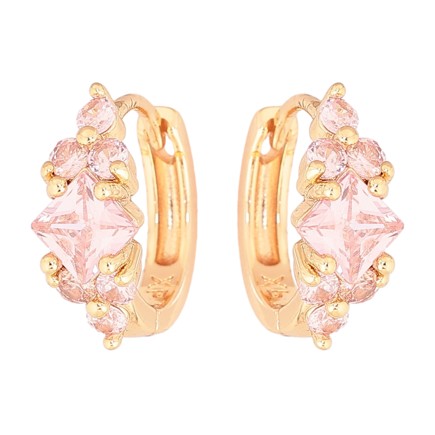 Серьги Xuping M&L Цвет 18K колечки Узор с розовыми кристаллами фото №1 Серьги Xuping M&L Цвет 18K колечки Узор с розовыми кристаллами фото №1