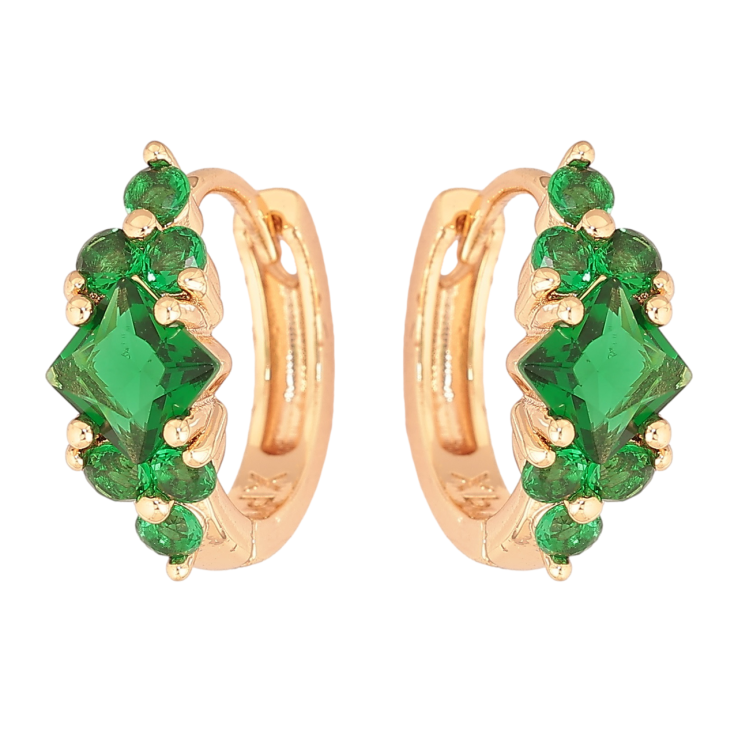 Серьги Xuping M&L Цвет 18K колечки Узор с зелеными кристаллами фото №5