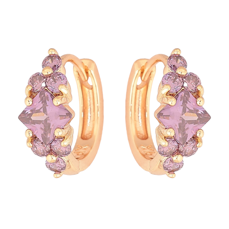 Серьги Xuping M&L Цвет 18K колечки Узор с сиреневыми кристаллами фото №24