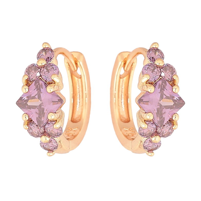 Сережки Xuping M&L Колір 18K колечка «Візерунок з бузковими кристалами» фото №1 Сережки Xuping M&L Колір 18K колечка «Візерунок з бузковими кристалами» фото №1