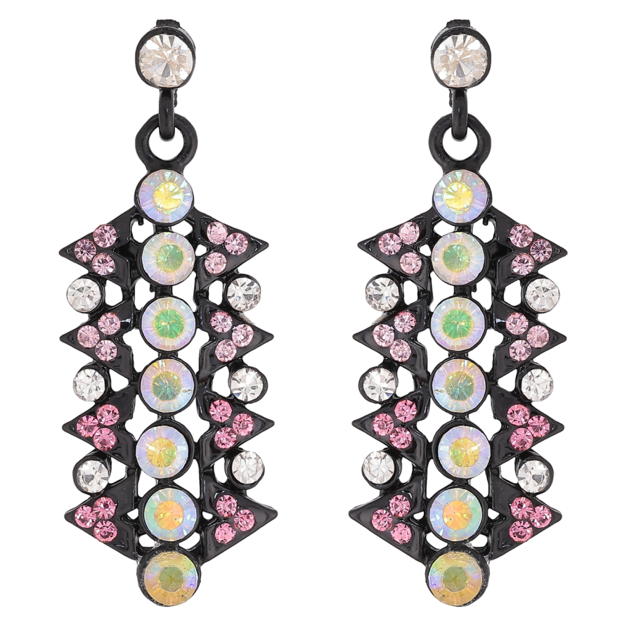 Сережки пусети «Підвіски з різнокольоровими стразами» фото №1 Сережки пусети «Підвіски з різнокольоровими стразами» фото №1