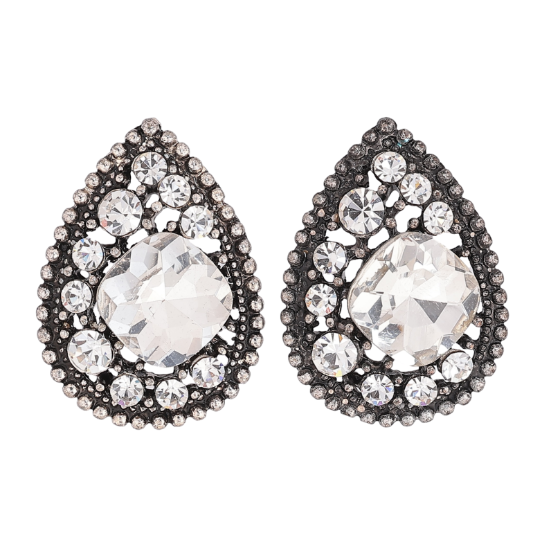 Сережки пусети «Крапельки зі стразами» фото №1