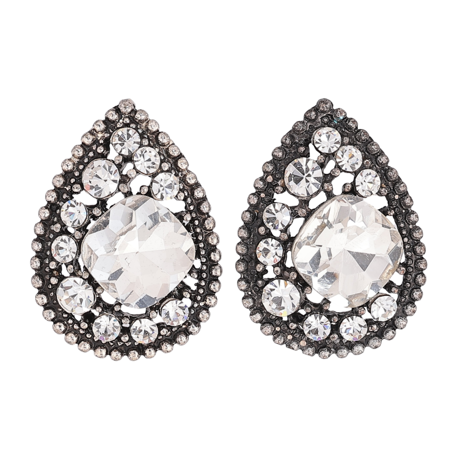 Серьги пусеты Капельки со стразами фото №1