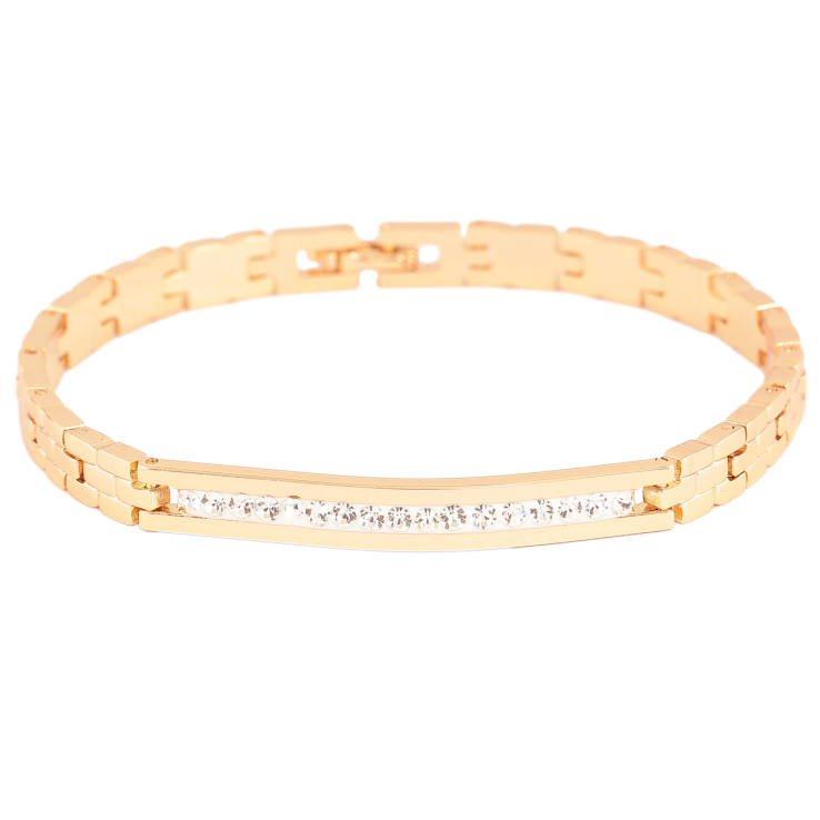 Браслет Xuping Позолота 18K Браслетный узор с дорожкой кристаллов размер 19.5см х 6мм фото №11 Браслет Xuping Позолота 18K Браслетный узор с дорожкой кристаллов размер 19.5см х 6мм фото №11