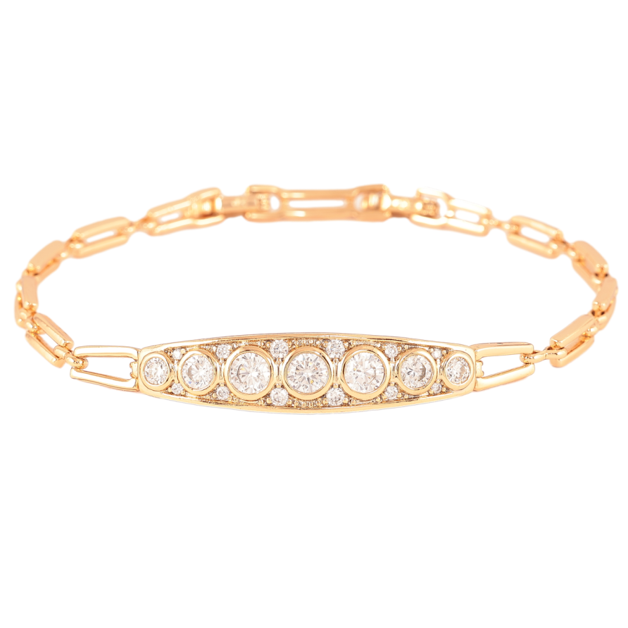 Браслет Xuping Позолота 18K Узор с кристаллами размер с доп. замком 17.5,19.5см х 4-9мм фото №1