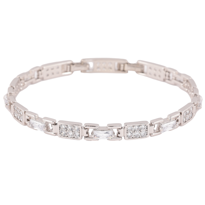 Браслет Xuping Родий Узор с кристаллами длинна с доп. замком 17,19см х 5мм фото №1