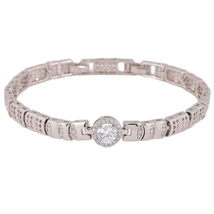 Браслет Xuping Родий Узор с кристаллами длинна с доп. замком 17.5,19.5см х 6-10мм фото №2 Браслет Xuping Родий Узор с кристаллами длинна с доп. замком 17.5,19.5см х 6-10мм фото №2