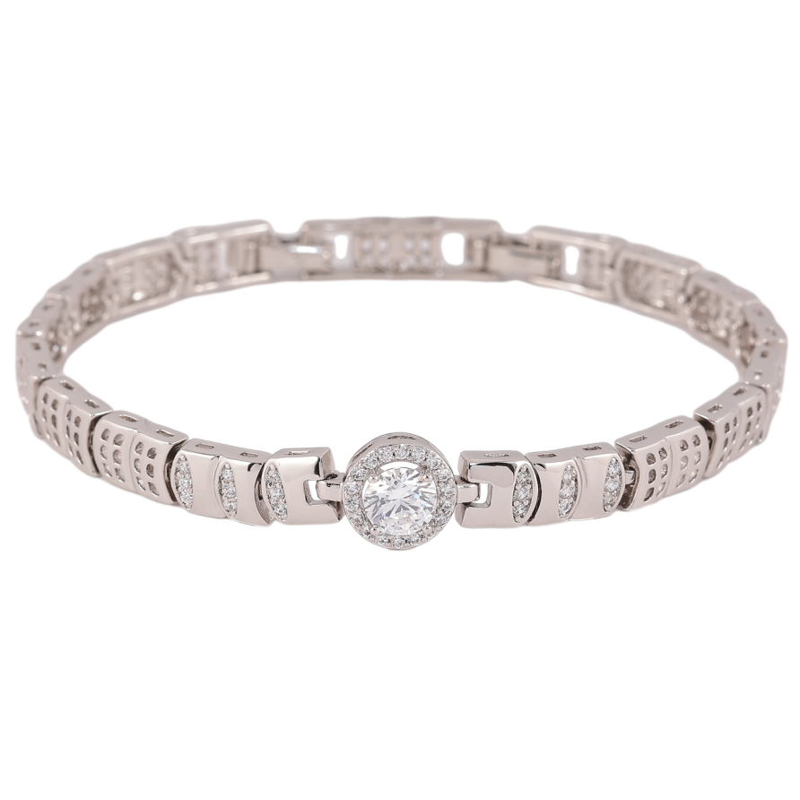 Браслет Xuping Родий Узор с кристаллами длинна с доп. замком 17.5,19.5см х 6-10мм фото №1