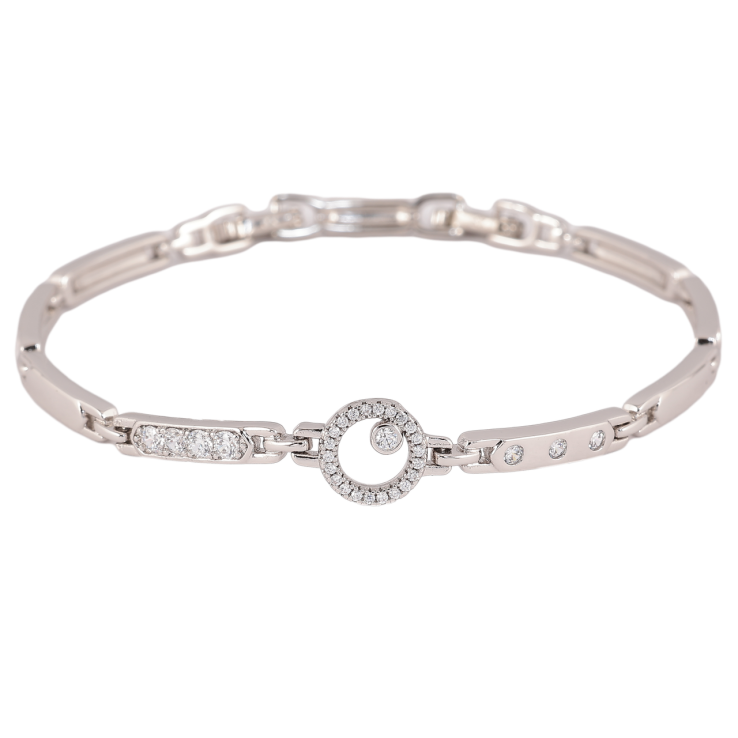 Браслет Xuping Родий Узор с кристаллами длинна с доп. замком 17.5,19.5см х 4-9мм фото №3 Браслет Xuping Родий Узор с кристаллами длинна с доп. замком 17.5,19.5см х 4-9мм фото №3