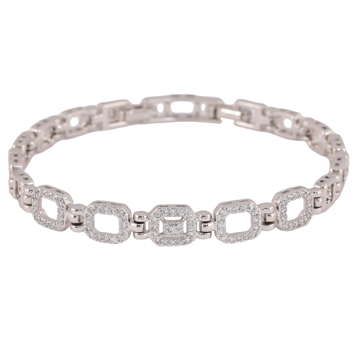 Браслет Xuping Родий Узор с инкрустацией кристаллами длинна с доп. замком 17.5,19.5см х 6-7мм фото №5 Браслет Xuping Родий Узор с инкрустацией кристаллами длинна с доп. замком 17.5,19.5см х 6-7мм фото №5