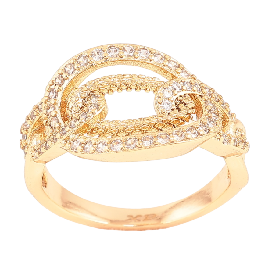 Каблучка Xuping Позолота 18K «Візерунок з кристалами» фото №1 Каблучка Xuping Позолота 18K «Візерунок з кристалами» фото №1