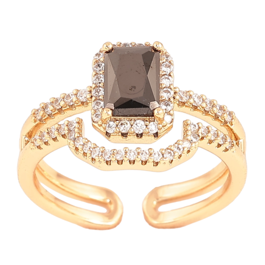 Кольцо Xuping Позолота 18K Двойная шинка с инкрустацией кристаллами фото №1