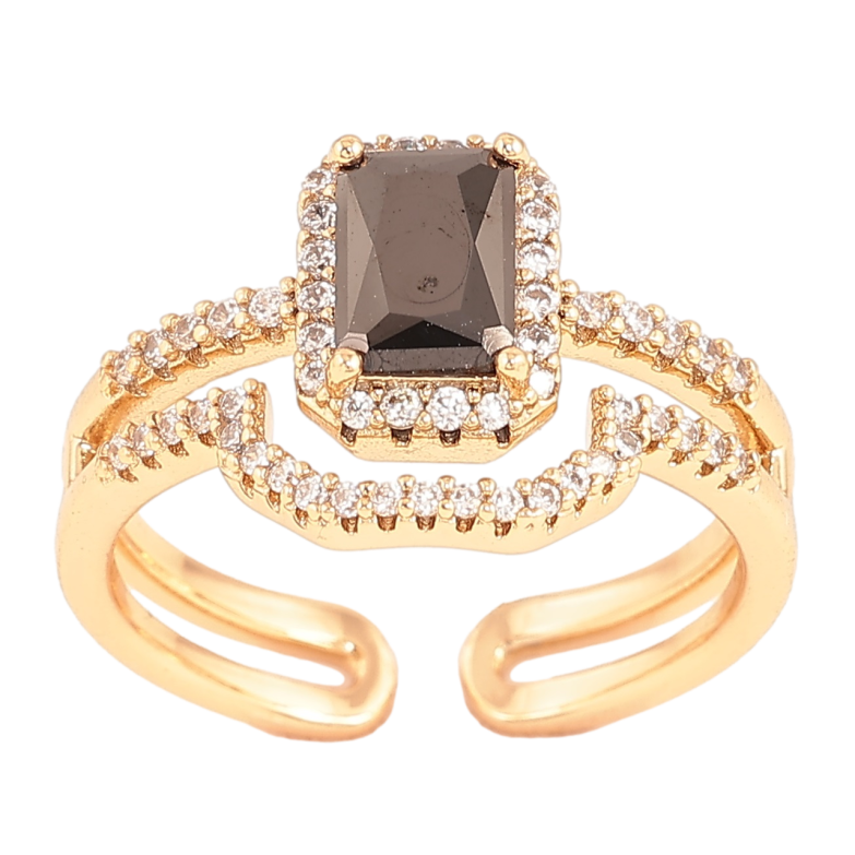 Кольцо Xuping Позолота 18K Двойная шинка с инкрустацией кристаллами фото №1