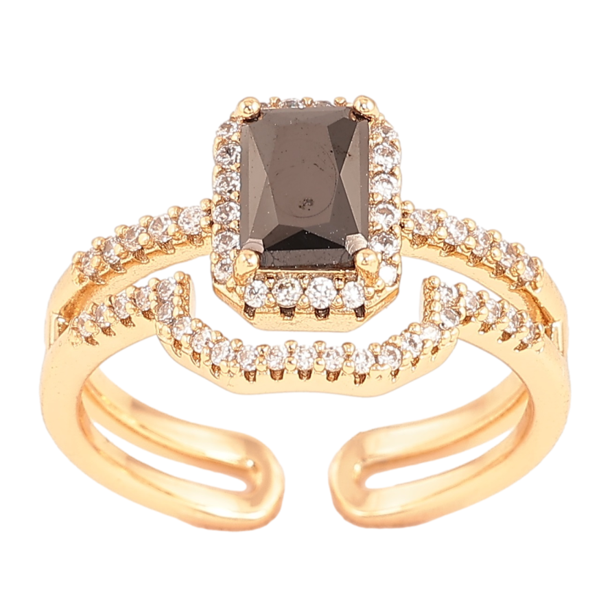 Каблучка Xuping Позолота 18K «Подвійна шинка з інкрустацією кристалами» фото №1