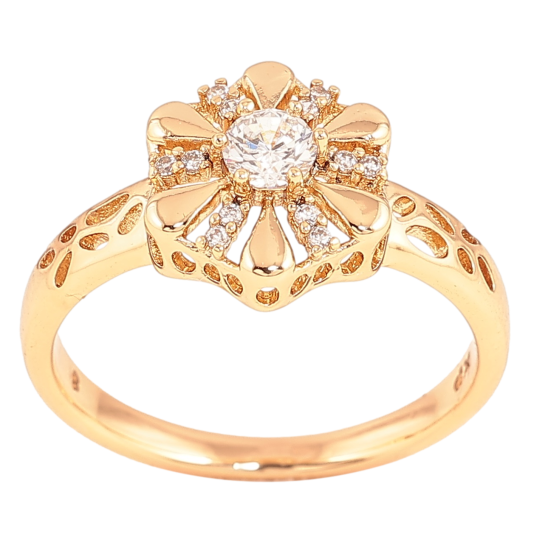 Кольцо Xuping Позолота 18K Цветок с инкрустацией кристаллами фото №1 Кольцо Xuping Позолота 18K Цветок с инкрустацией кристаллами фото №1