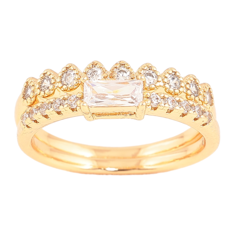 Каблучка Xuping Позолота 18K «Подвійне з доріжками кристалів» фото №1