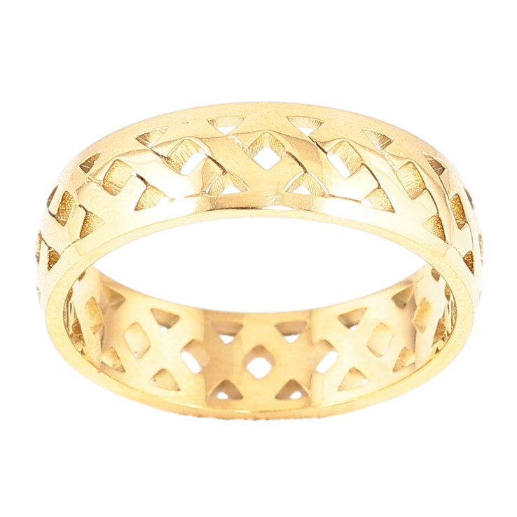Каблучка Xuping TTM Stainless Steel Колір 14К Різьблений візерунок, шир. 6мм фото №11