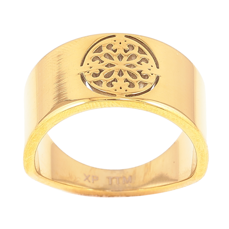 Каблучка Xuping TTM Stainless Steel Колір 14К Різьблений візерунок фото №1