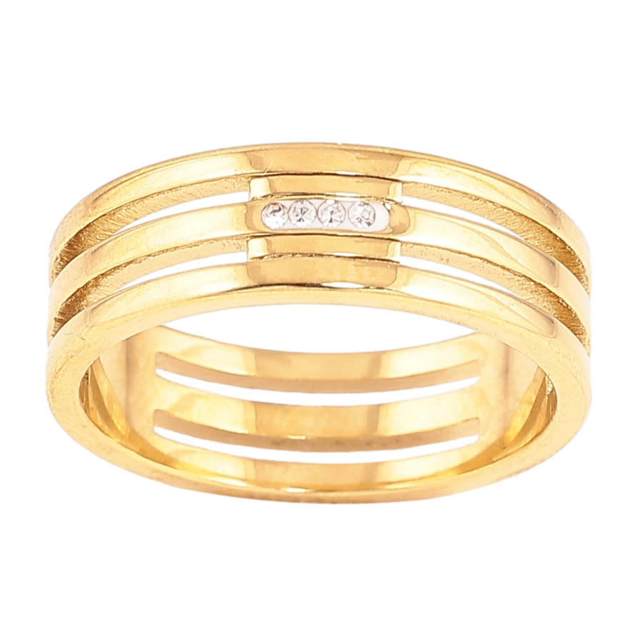 Кольцо Xuping TTM Stainless Steel Цвет 14К Узор с кристаллами, шир. 6мм фото №1 Кольцо Xuping TTM Stainless Steel Цвет 14К Узор с кристаллами, шир. 6мм фото №1