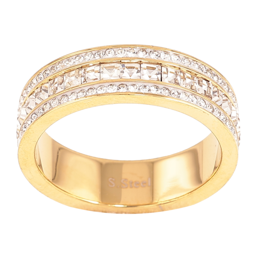 Каблучка Xuping TTM Stainless Steel Колір 14К «Інкрустація кристалами, шир. 6мм фото №1