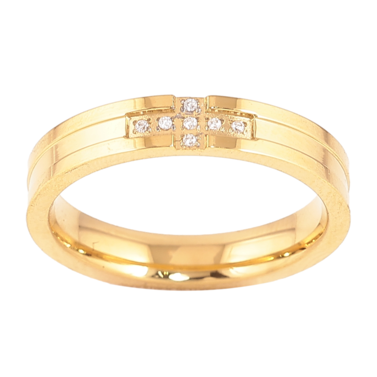 Каблучка Xuping TTM Stainless Steel Колір 14К Візерунок з кристалами, шир. 4мм фото №19