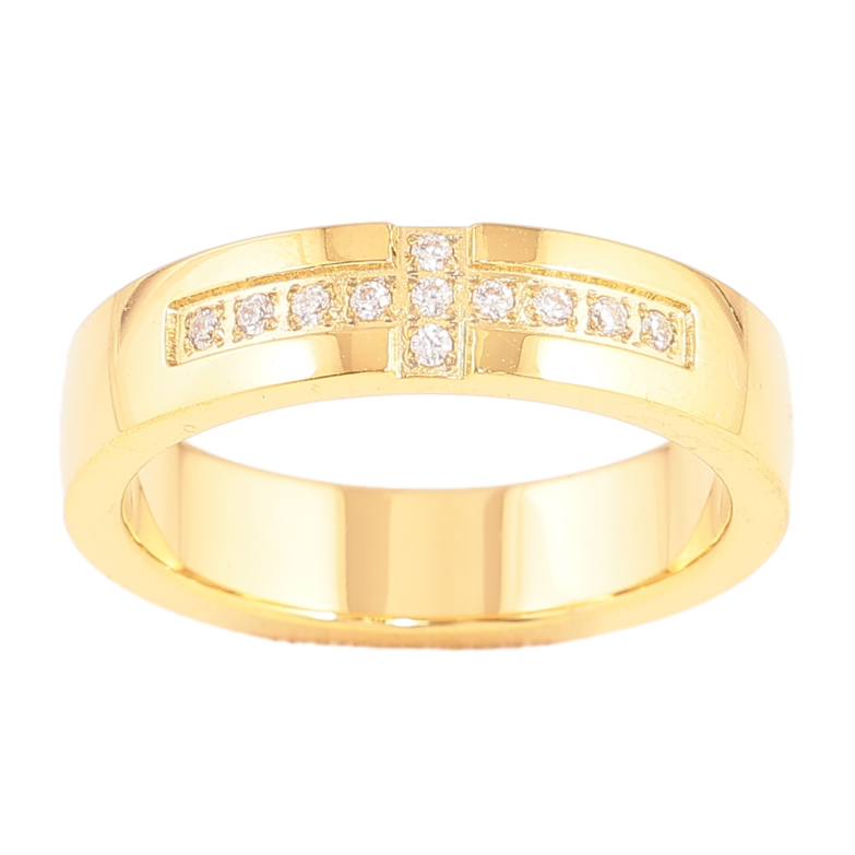 Каблучка Xuping TTM Stainless Steel Колір 14К «Візерунок кристалами, шир. 5мм» фото №1