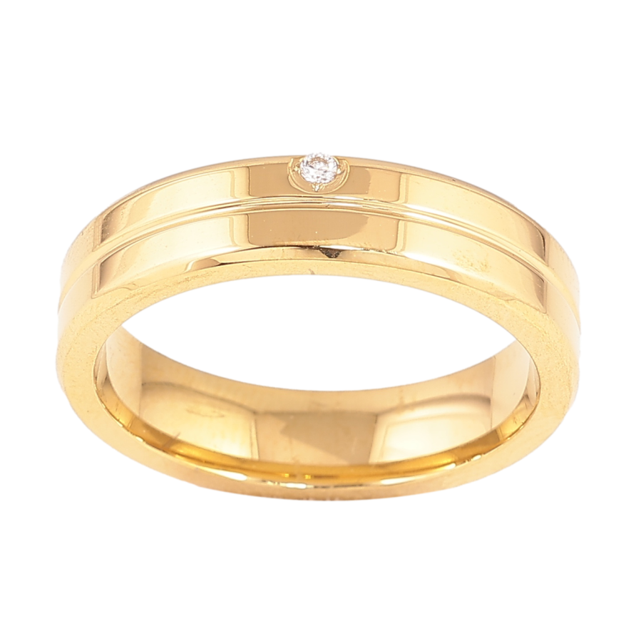 Кольцо Xuping TTM Stainless Steel Цвет 14К Узор с кристаллом, шир. 5мм фото №1