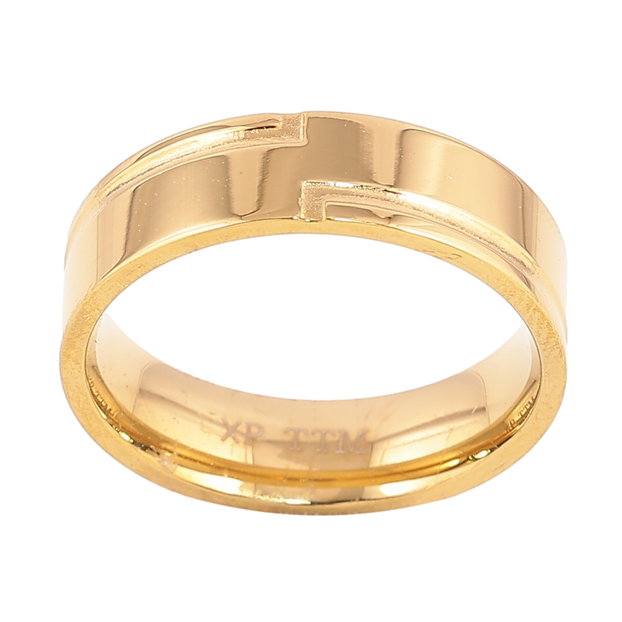 Кольцо Xuping TTM Stainless Steel Цвет 14К Декоративный узор, шир. 6мм фото №1