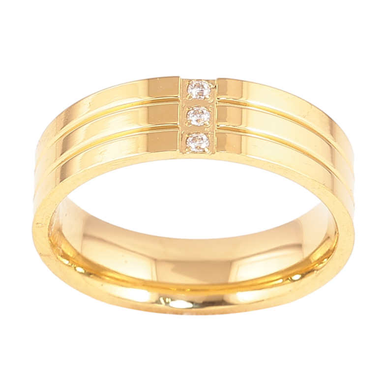 Каблучка Xuping TTM Stainless Steel Колір 14К Візерунок з кристалами, шир. 6мм фото №1