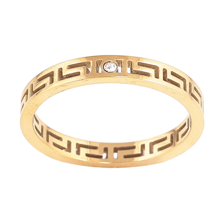 Каблучка Xuping TTM Stainless Steel Колір 14К Грецький візерунок, шир. 3мм фото №13