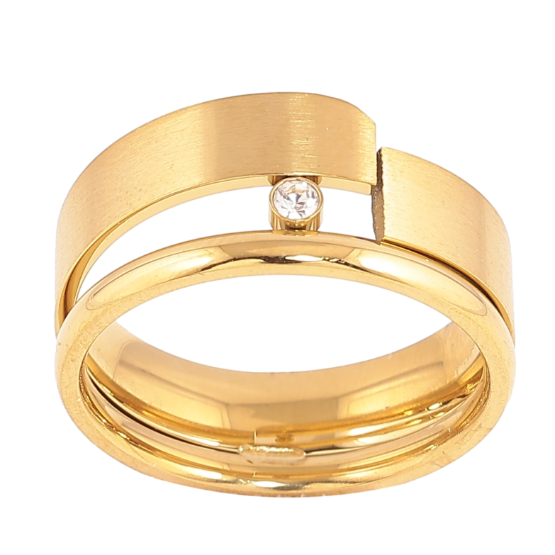 Каблучка Xuping TTM Stainless Steel Колір 14К «Декоративний візерунок з кристалом» фото №1