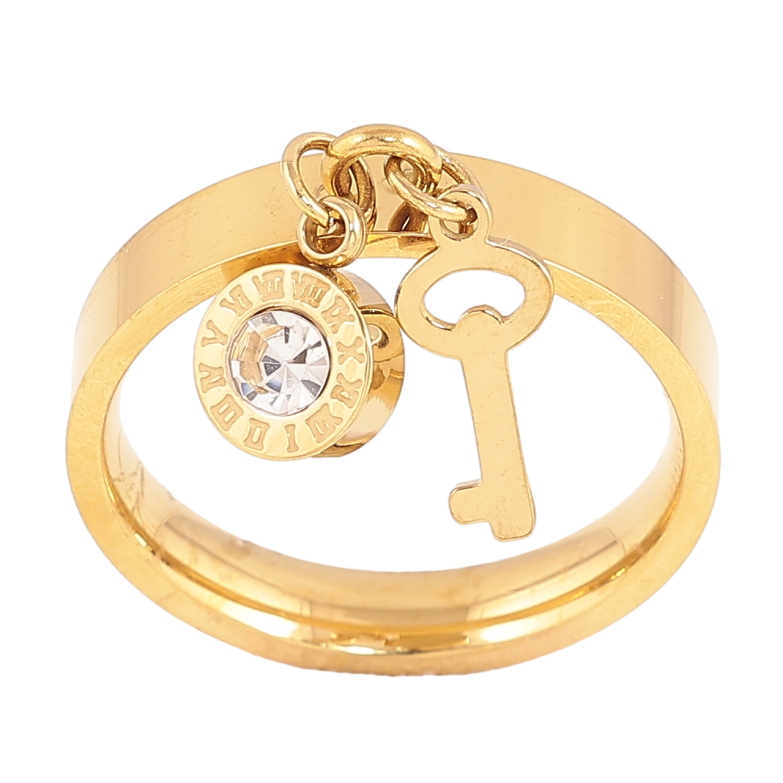 Кольцо Xuping TTM Stainless Steel Цвет 14К Подвески ключик с циферблатом фото №1 Кольцо Xuping TTM Stainless Steel Цвет 14К Подвески ключик с циферблатом фото №1