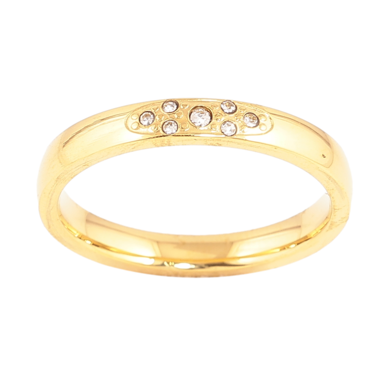 Каблучка Xuping TTM Stainless Steel Колір 14К Візерунок з кристалами, шир. 3мм фото №1 Каблучка Xuping TTM Stainless Steel Колір 14К Візерунок з кристалами, шир. 3мм фото №1