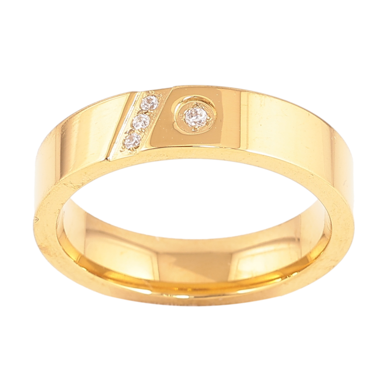 Кольцо Xuping TTM Stainless Steel Цвет 14К Узор с кристаллами, шир. 5мм фото №7