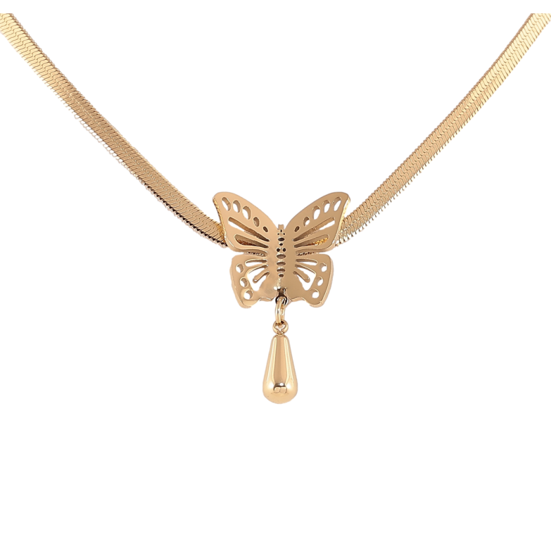 Підвіска на ланцюжку Xuping ТТМ Stainless Steel колір 14К «Метелик» довжина 45,5-50,5 см х 3мм фото №1 Підвіска на ланцюжку Xuping ТТМ Stainless Steel колір 14К «Метелик» довжина 45,5-50,5 см х 3мм фото №1