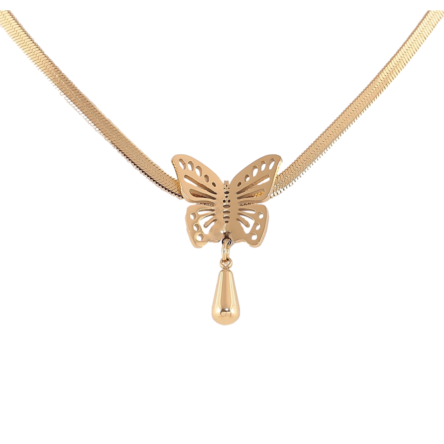 Подвеска на цепочке Xuping ТТМ Stainless Steel цвет 14К Бабочка длинна 45.5-50.5см х 3мм фото №1