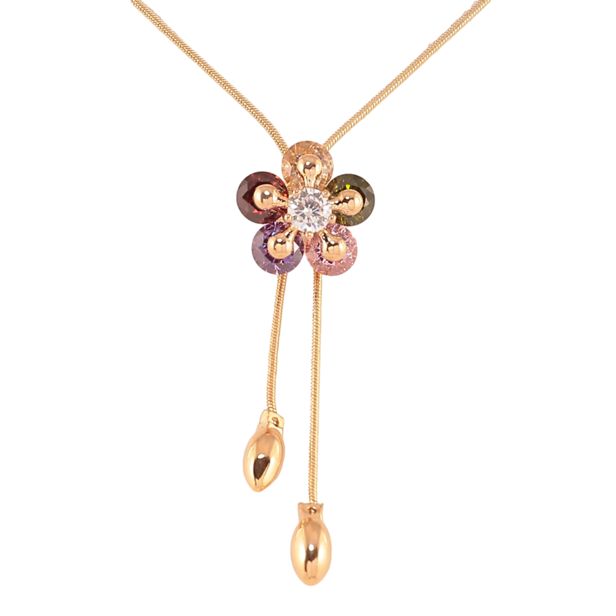 Бегунок на цепочке Xuping Позолота 18K Цветочек из разноцветных кристаллов длинна 51-54см х 1мм фото №1 Бегунок на цепочке Xuping Позолота 18K Цветочек из разноцветных кристаллов длинна 51-54см х 1мм фото №1
