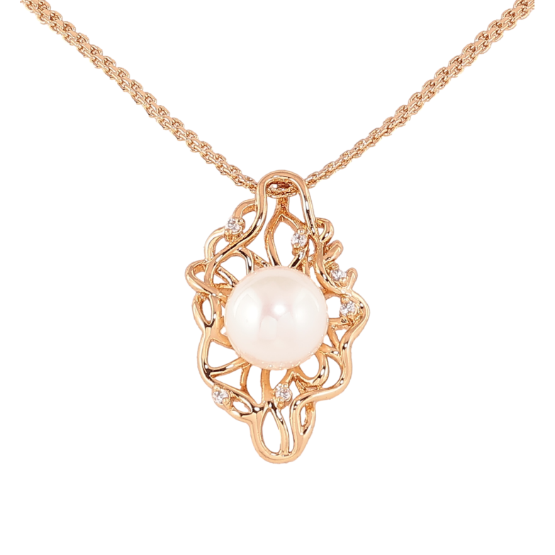 Кулон на ланцюжку Xuping Позолота 18K «Візерунок з перлиною» довжина 44см х 2мм фото №1