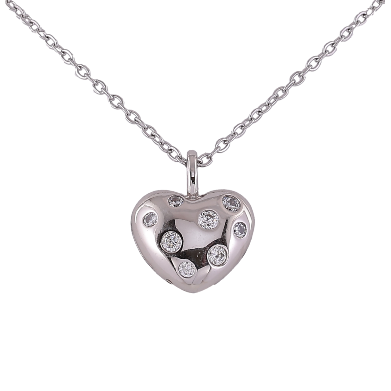 Подвеска на цепочке Xuping Родий Сердечко с кристаллами размер 41-46см х 2мм фото №1
