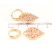 Серьги Xuping Позолота 18K подвески на колечках Сердечки с инкрустацией розовыми кристаллами 2 в 1 фото №3