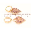 Серьги Xuping Позолота 18K подвески на колечках Сердечки с инкрустацией сиреневыми кристаллами 2 в 1 фото №3