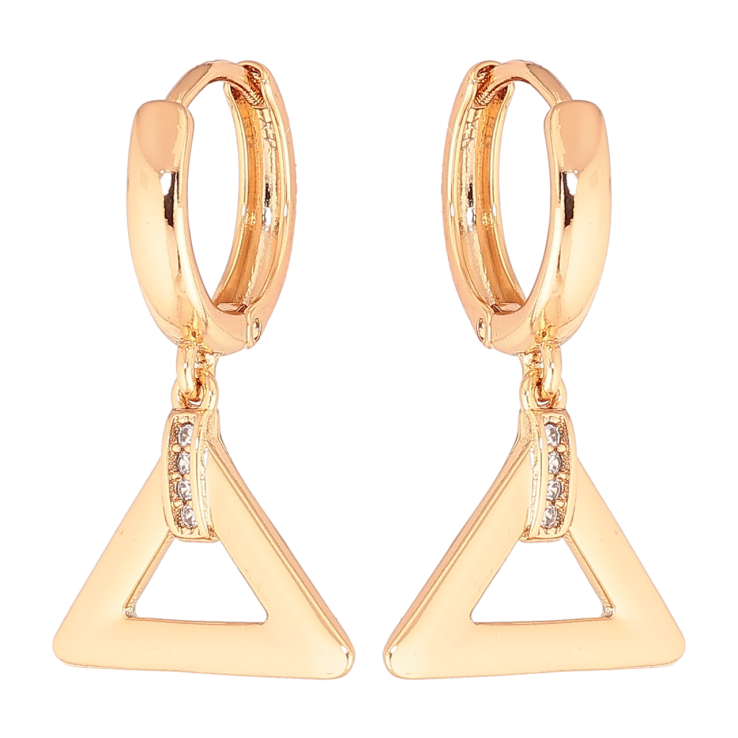 Серьги Xuping Позолота 18K подвески на колечках Треугольники фото №7