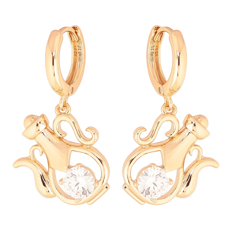 Серьги Xuping Позолота 18K подвески на колечках Кувшины с кристаллами фото №8