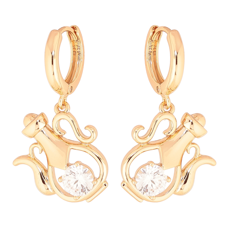 Серьги Xuping Позолота 18K подвески на колечках Кувшины с кристаллами фото №2